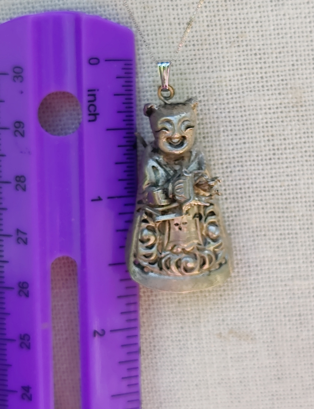 Antique Sterling Japanese Immortal Pendant necklace - Picture 5 of 6